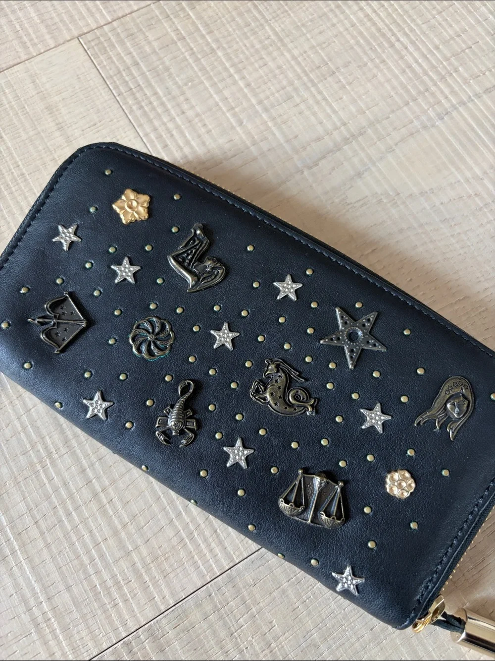 NEW Jimmy Choo Black Zodiac Charm Wallet